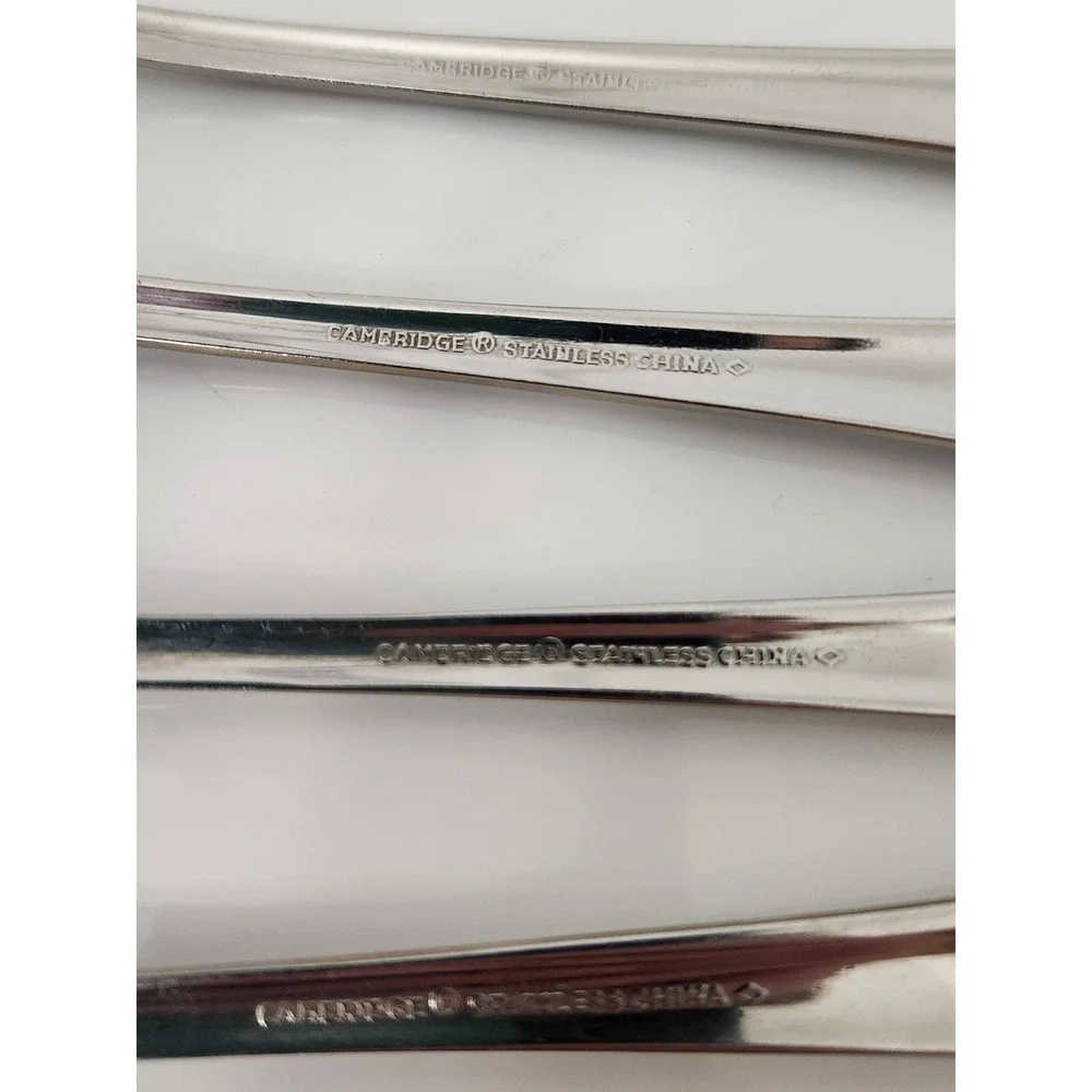 Cambridge Stainless Tea Spoons Gold Trim Shell‎ Tip (Set of 4) Flatware